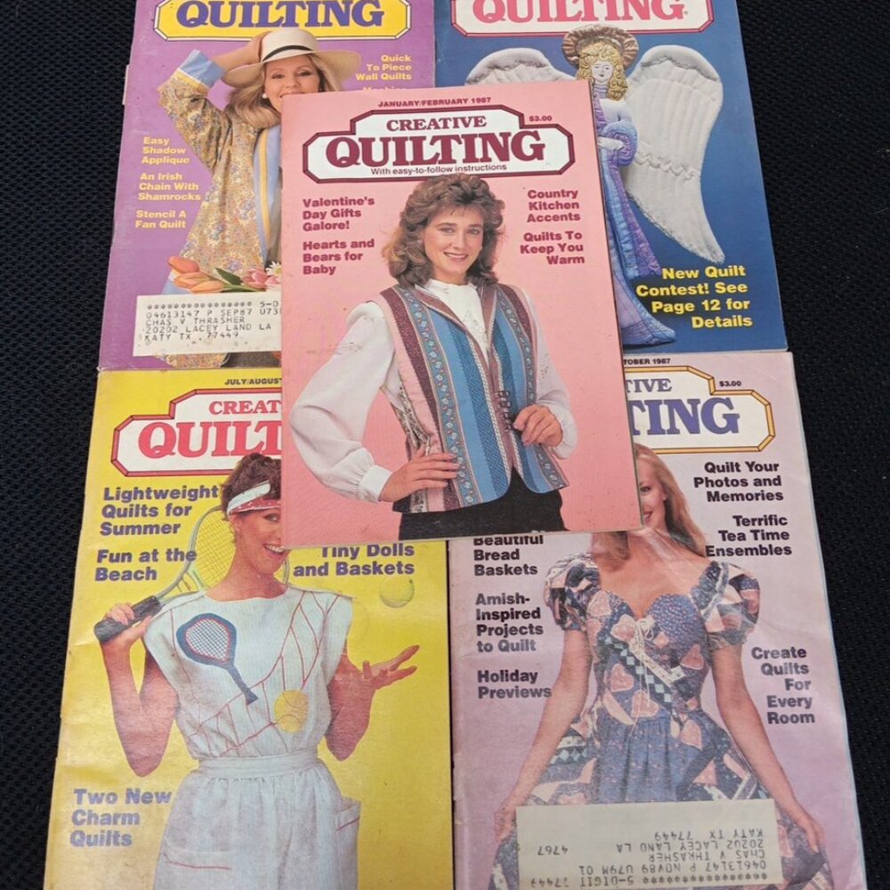 Vintage "Creative Quilting Magazine"  Lot of 5 (4)-1987-(1)1989 -Pre-owned‎